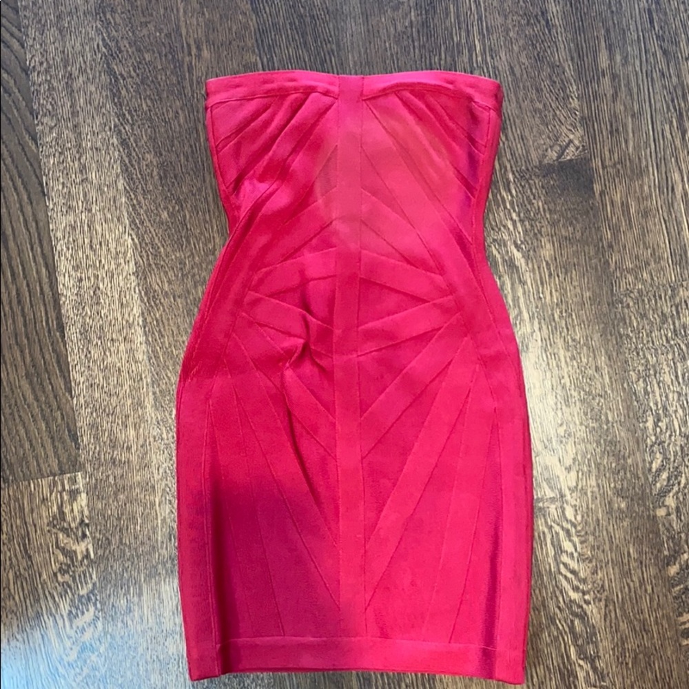 Herve leger red strapless dress